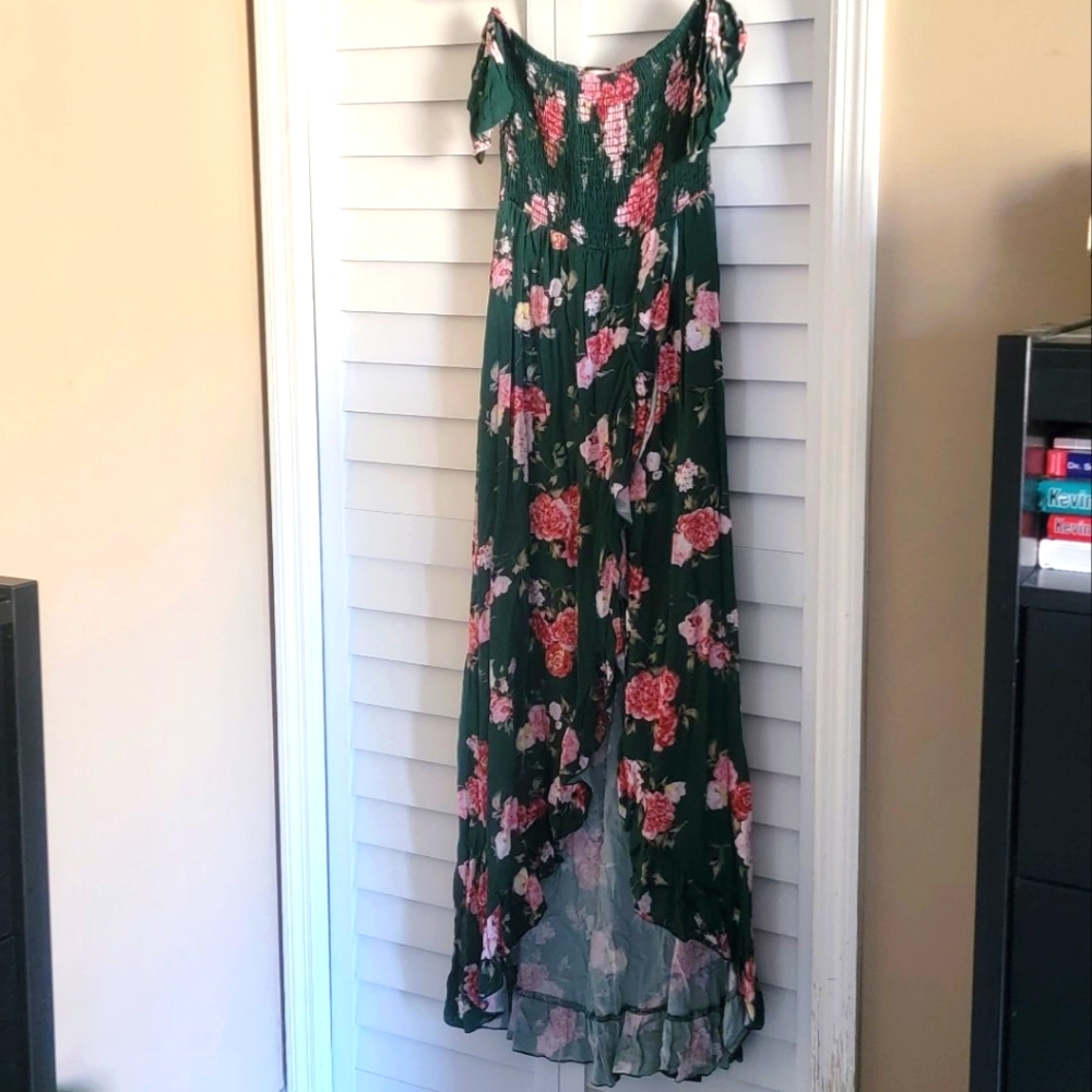 Gently Used Peach Love Floral HighLow Dress Size S